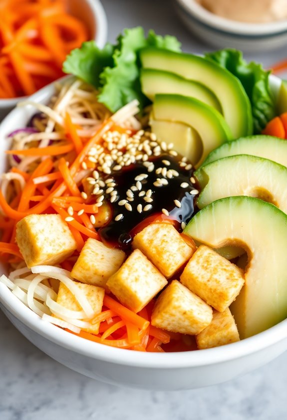 crunchy veggie tofu bowl