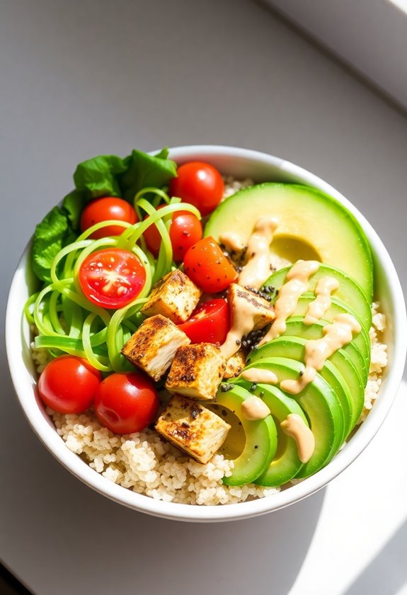 mediterranean tofu sushi bowl