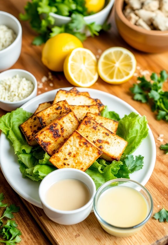 sear marinated tofu cubes