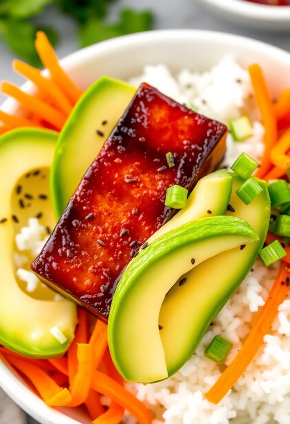 smoky bbq tofu sushi bowl