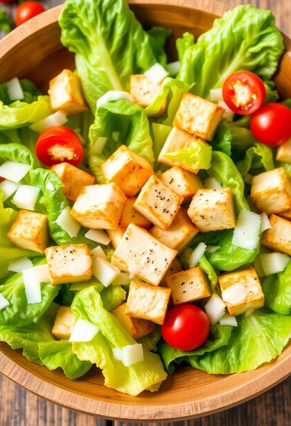 vegan caesar salad assembly